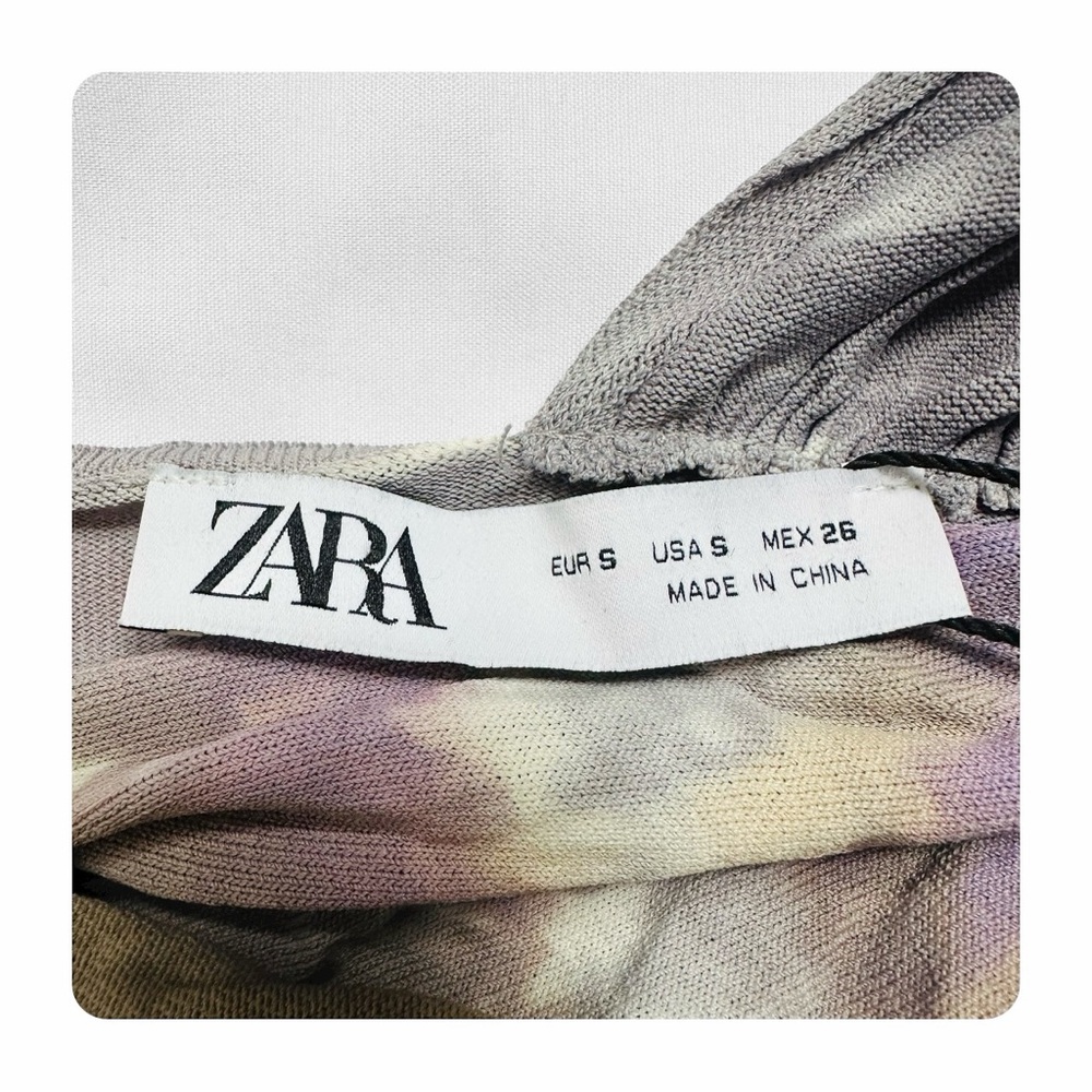 β
NWT Zara Tie Dye Draped Knit Top - Gray/Lavender β
- Picture 9 of 16